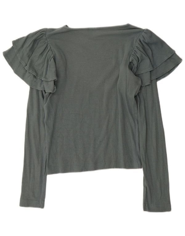 Zara Womens Top Long Sleeve UK 12 Medium Grey