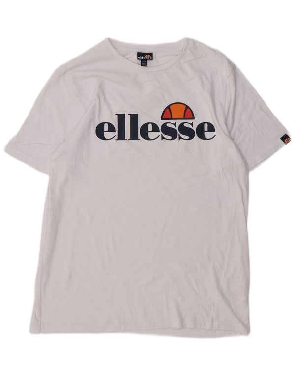 Ellesse Womens Graphic T-Shirt Top UK 14 Medium White Cotton