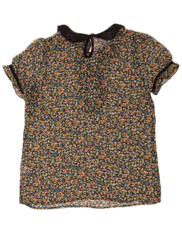 Topshop Damen-Blusenoberteil, durchsichtig, Gr. 42, mittelgroß, mehrfarbig, Blumenmuster