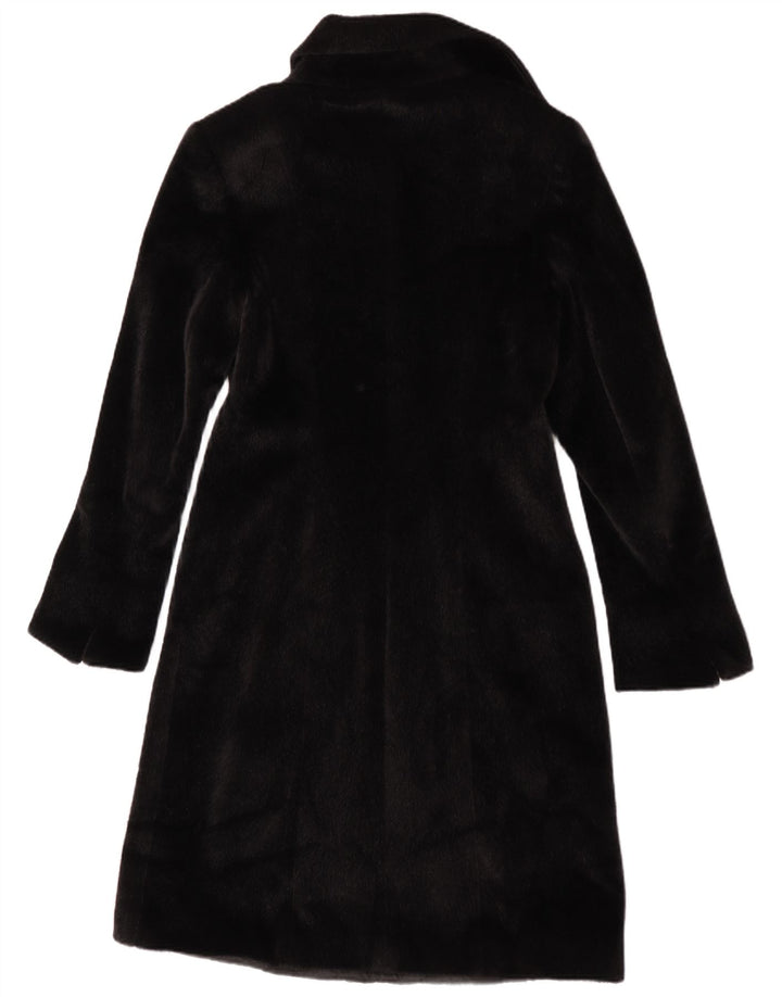 Vintage Womens Faux Fur Overcoat IT 42 Medium Black Polyester