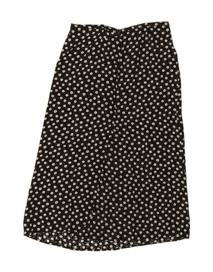 VINTAGE Womens Wrap Maxi Skirt W30 Medium Black Floral Vintage Vintage and Second-Hand Vintage from Messina Hembry 