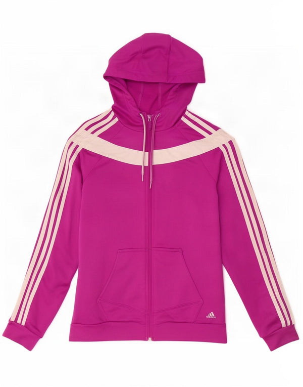 Adidas Womens Zip Hoodie Sweater UK 8/10 Small Purple Colourblock