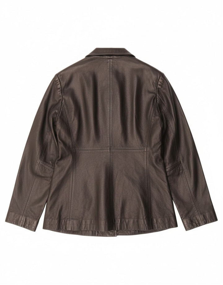 WILSONS Womens 2 Button Leather Blazer Jacket UK 16 Large Black Leather Vintage Wilsons and Second-Hand Wilsons from Messina Hembry 