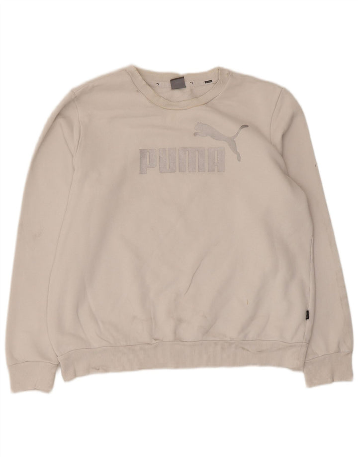 Puma Mens Graphic Sweatshirt Jumper Large White Cotton