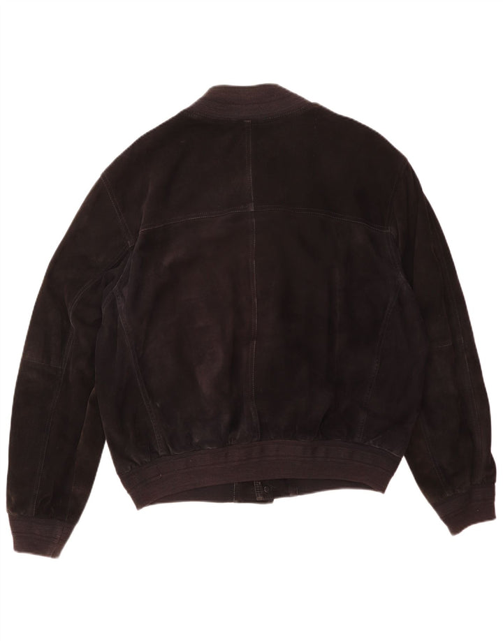 Vintage Mens Suede Bomber Jacket IT 50 Large Black