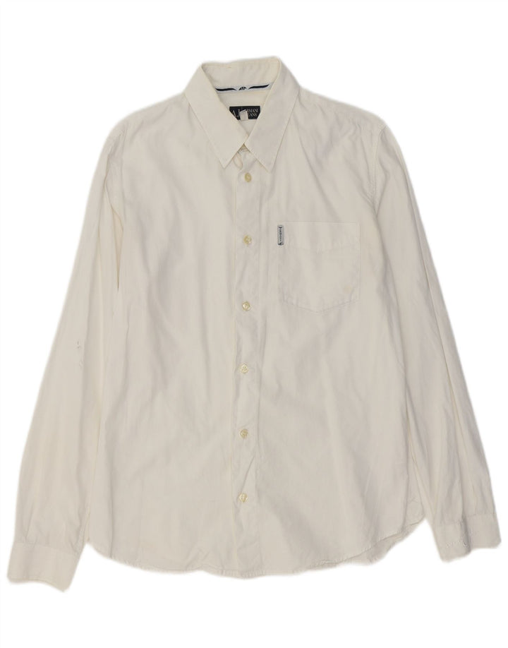 Armani Jeans Mens Shirt Small White Cotton
