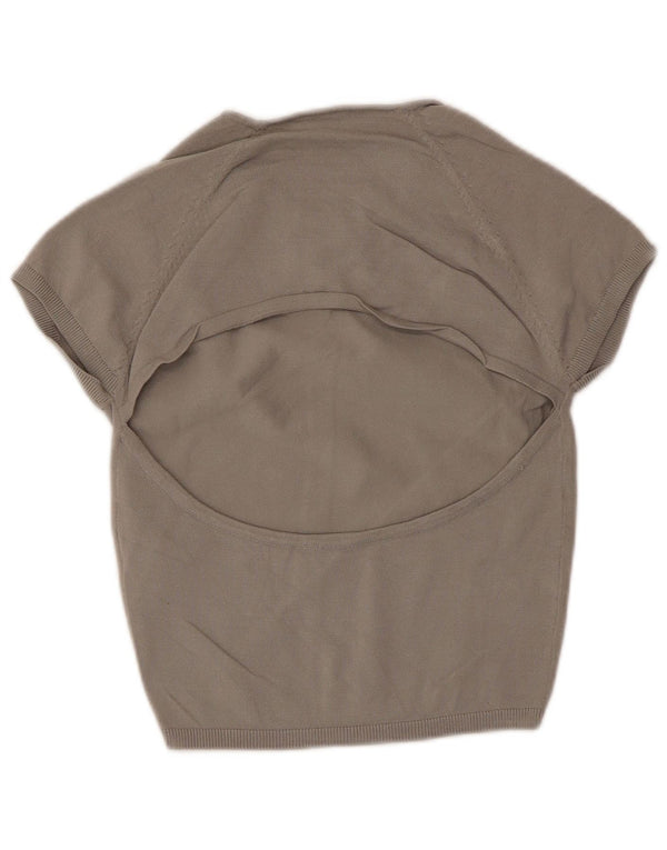 Zara Womens Crop Bluse Top UK 14 Large Grey Viscose
