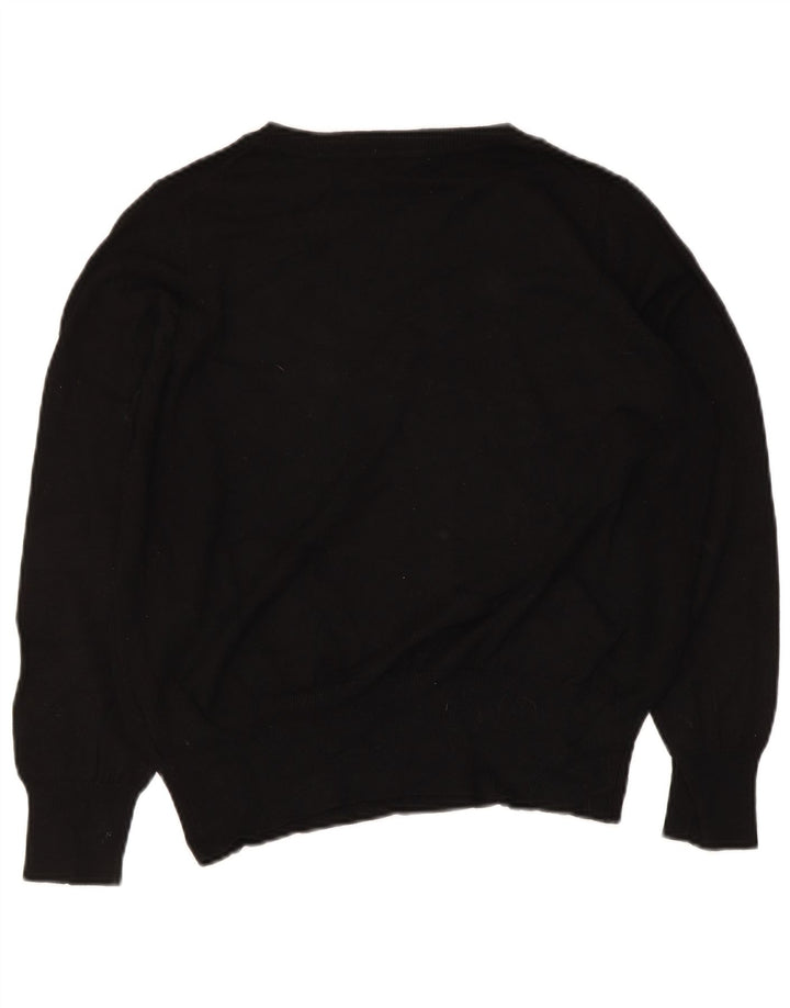 Marks & Spencer Womens V-Neck Jumper Sweater UK 14 Medium Black Viscose