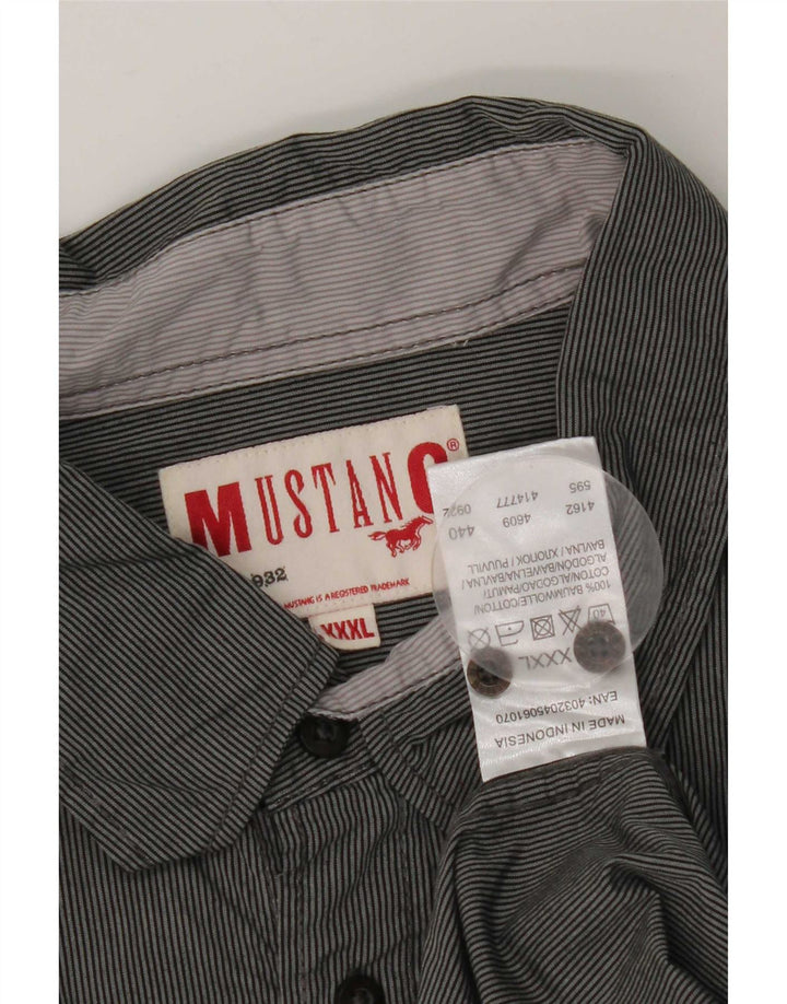 Camicia da uomo Mustang 3XL cotone a righe grigie