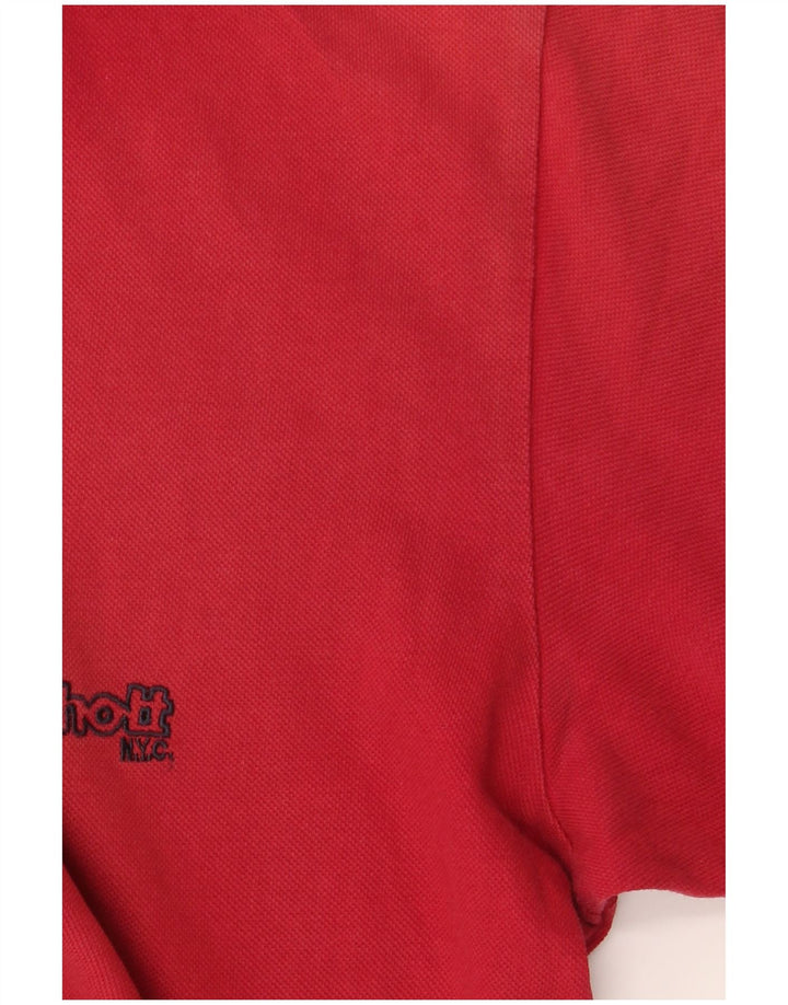 SCHOTT Mens Polo Shirt Large Red Cotton