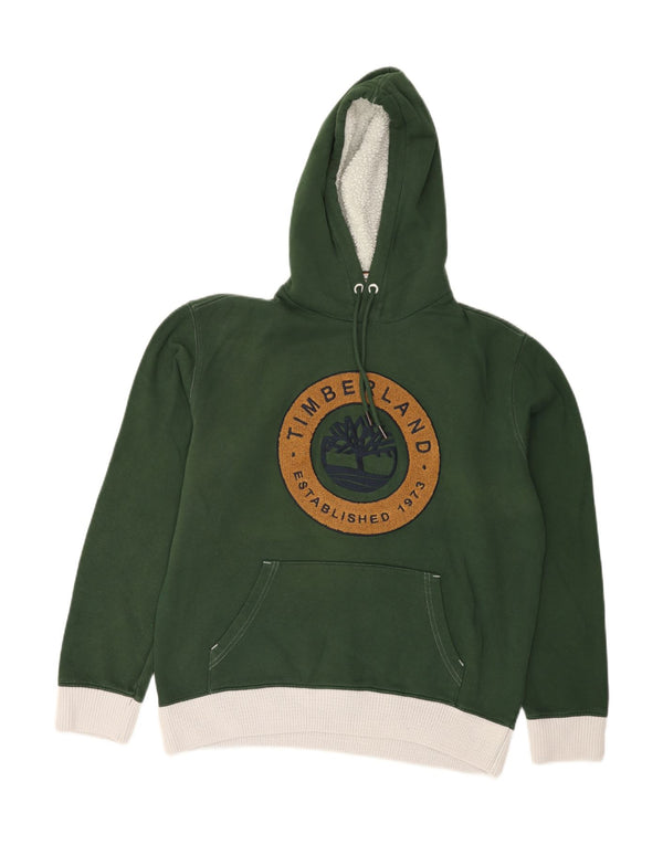 Timberland Mens Graphic Regular Fit Hoodie Jumper Medium Green Colourblock