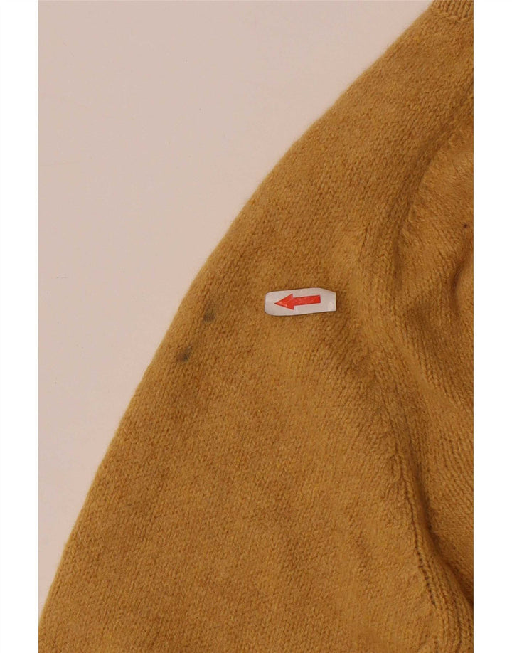 Zara Mens Crew Neck Jumper Sweater XL Yellow Wool