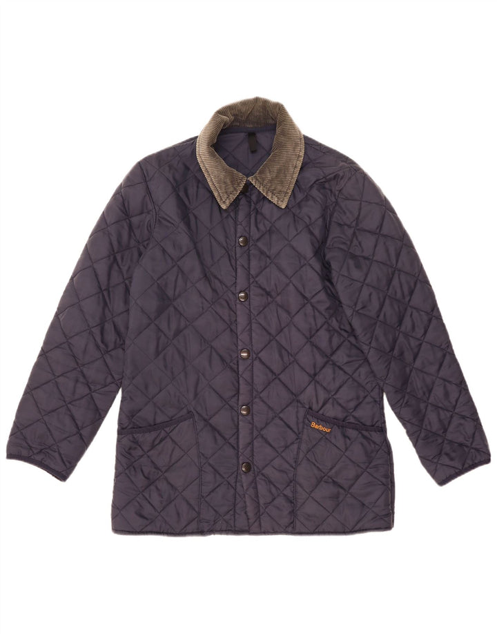 Barbour Mens Quilted Jacket UK 38 Medium Navy Blue Colourblock