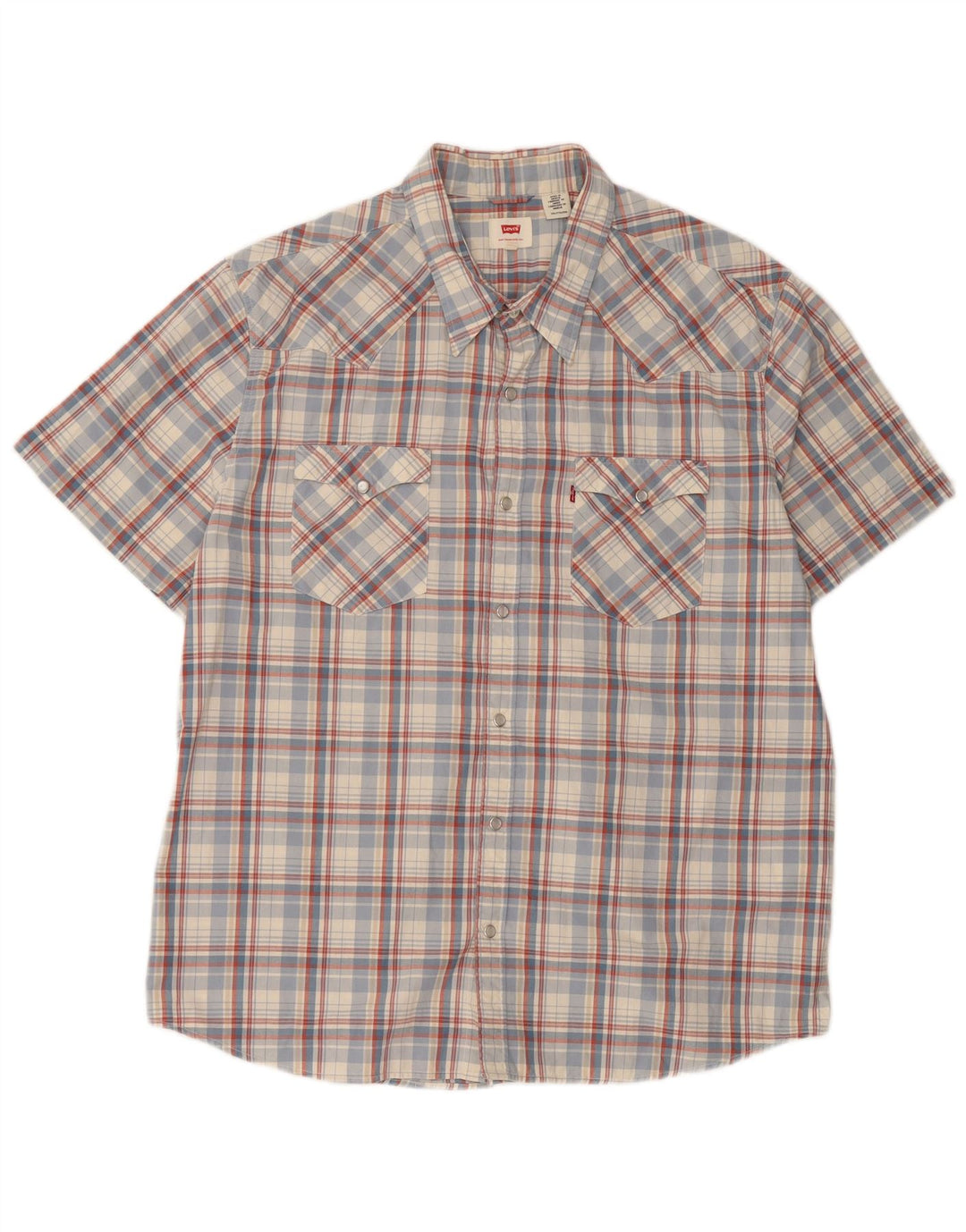 Levi's Mens Short Sleeve Shirt 2XL Blue Check Cotton