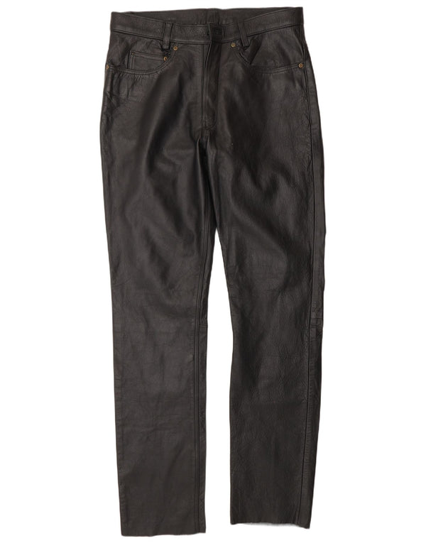 Pantaloni in pelle vintage da uomo W34 L34 neri