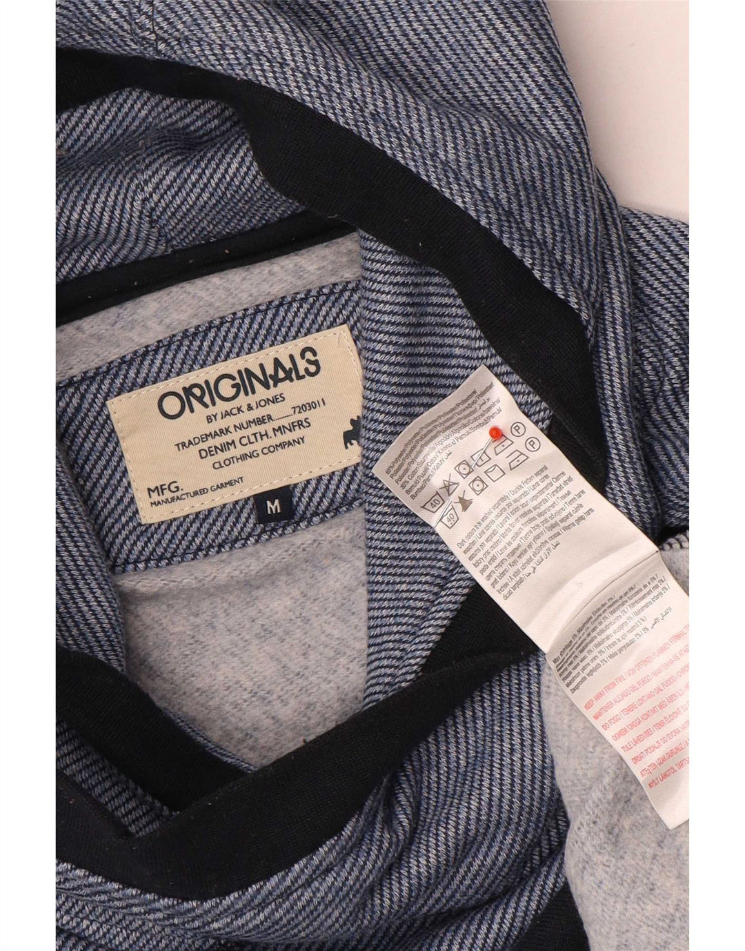 Jack & Jones Mens Hoodie Jumper Medium Blue Pinstripe Polyester