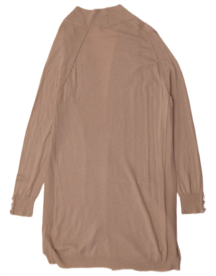 Marks & Spencer Womens Longline Open Cardigan Sweater UK 8 Small Beige