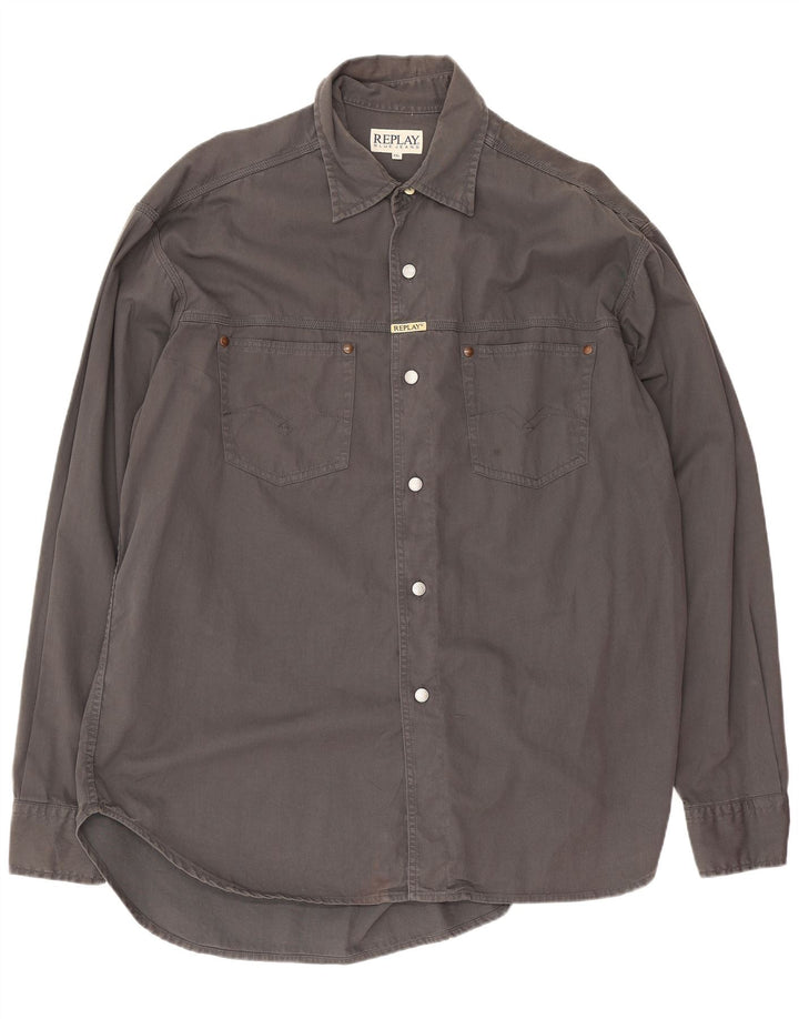 Replay Herre Denim Shirt 2XL Grå Bomuld