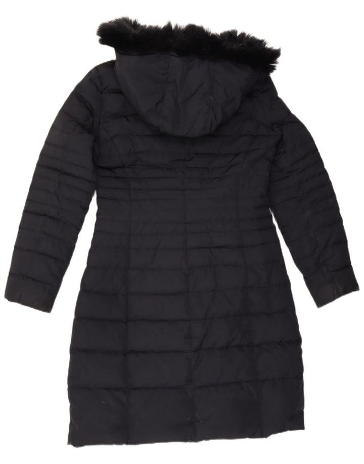 ARMANI JEANS Womens Hooded Padded Coat IT 42 Medium Black Polyester