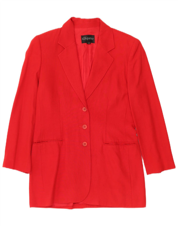 SUPERIOR Womens Longline 3 Button Blazer Jacket IT 42 Medium Red Acetate