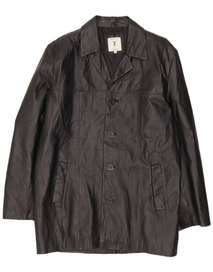 CONBIPEL Mens Leather Coat IT 50 Large Black Leather