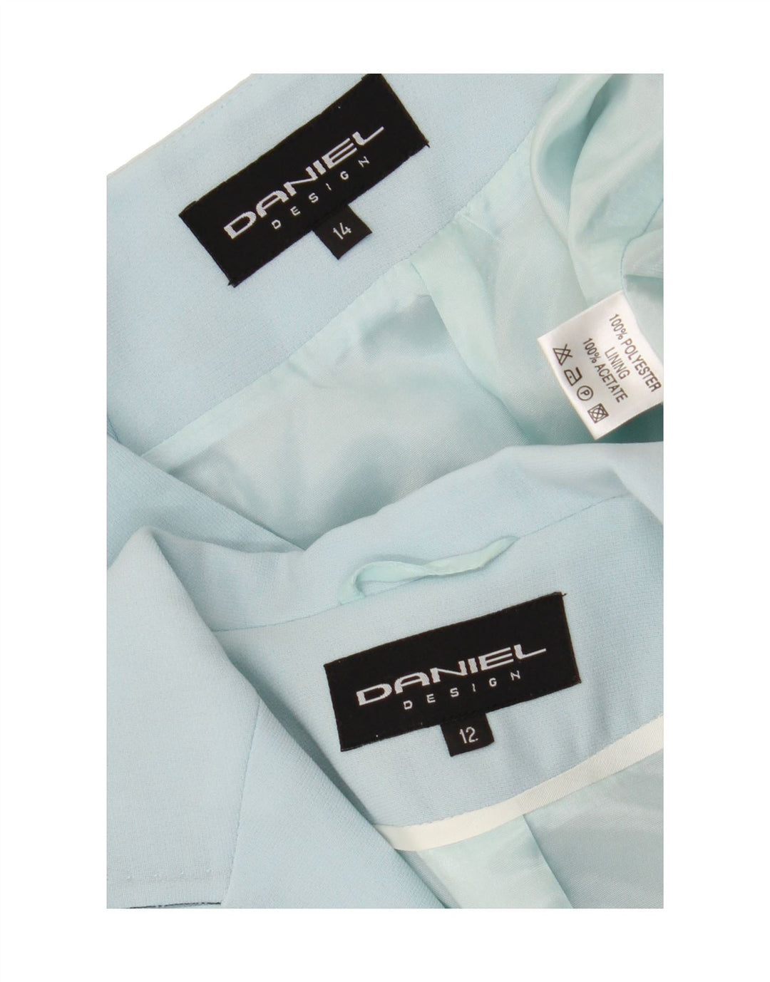 VINTAGE Womens 2 Button 2 Piece Set UK 12 Medium W32  Blue Polyester Vintage Vintage and Second-Hand Vintage from Messina Hembry 