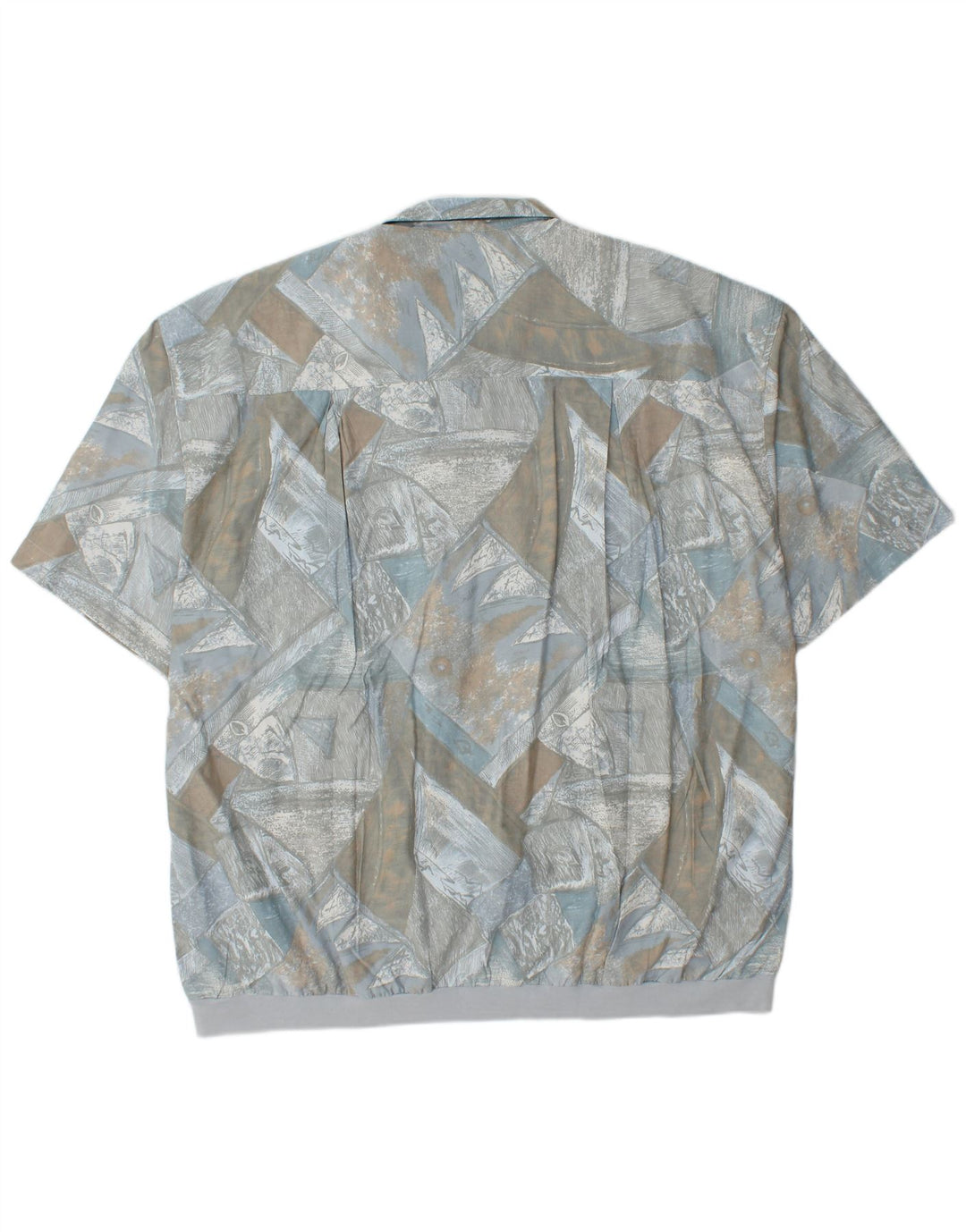 CANDA Mens Abstract Pattern Short Sleeve Pullover Shirt 2XL Blue Viscose