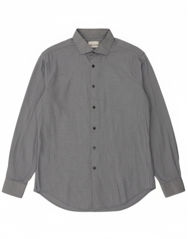 Calvin Klein Mens Slim Fit Shirt Large Navy Blue Geometric