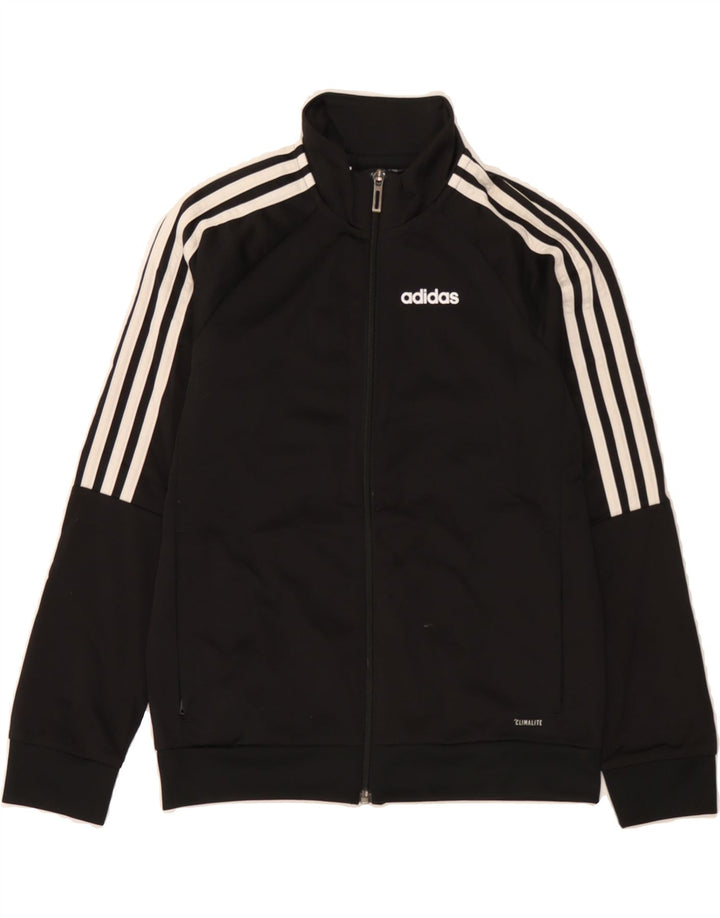 ADIDAS Boys Climalite Tracksuit Top Jacket 9-10 Years Black Polyester Vintage Adidas and Second-Hand Adidas from Messina Hembry 