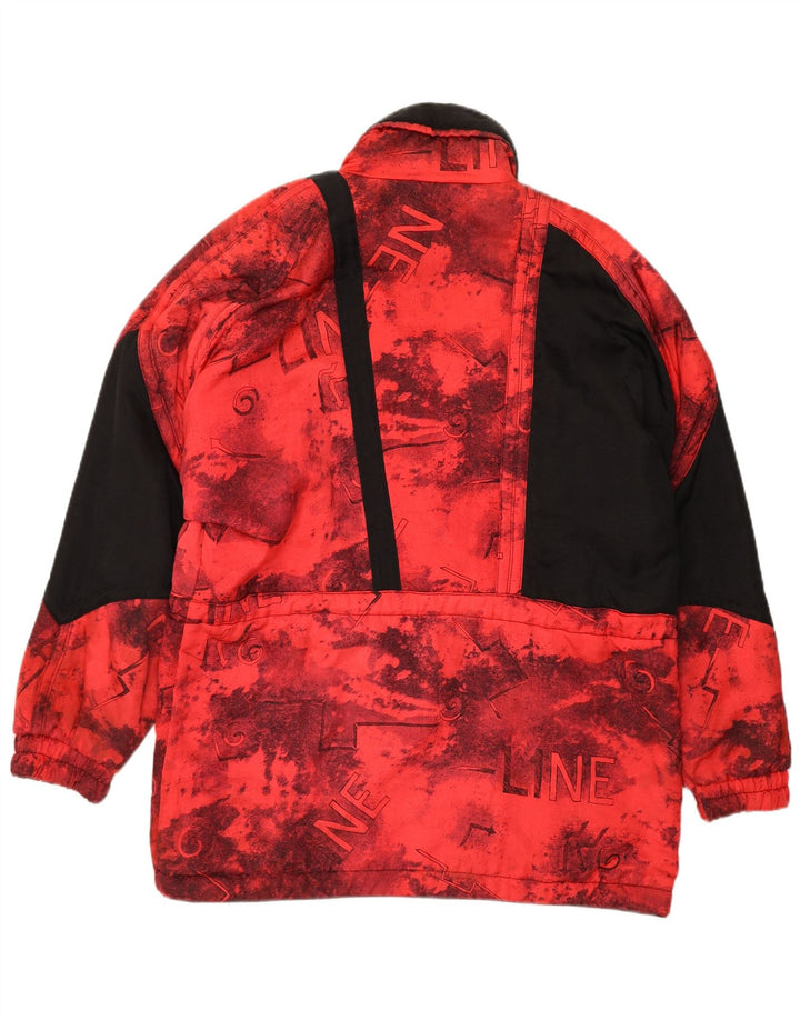 VINTAGE Womens Oversized Graphic Padded Coat IT 48 XS Red Retro