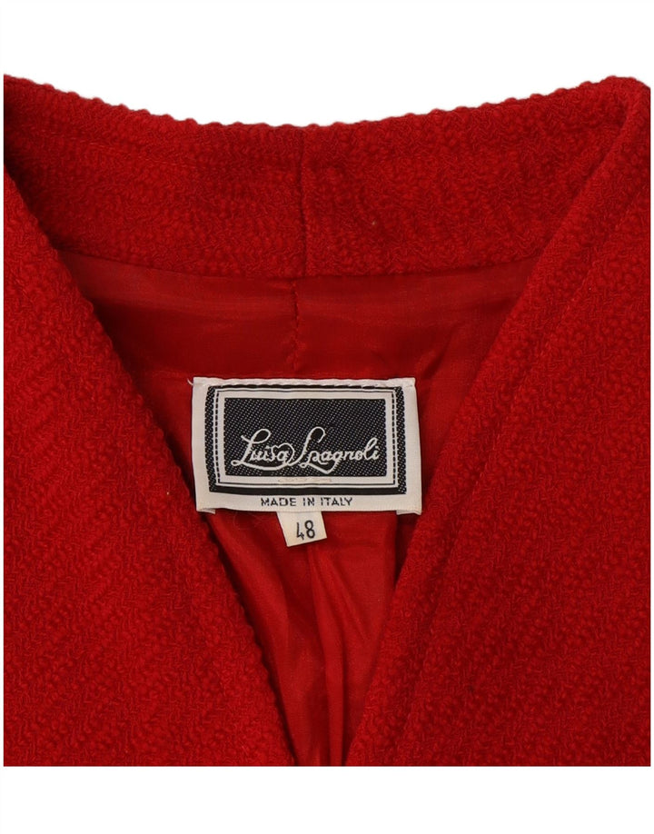 LUISA SPAGNOLI Womens 4 Button Blazer Jacket IT 48 XL Red Wool