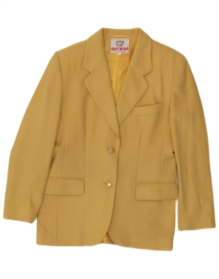 Laura Biagiotti Womens 2 Button Blazer Jacket IT 42 Medium Yellow