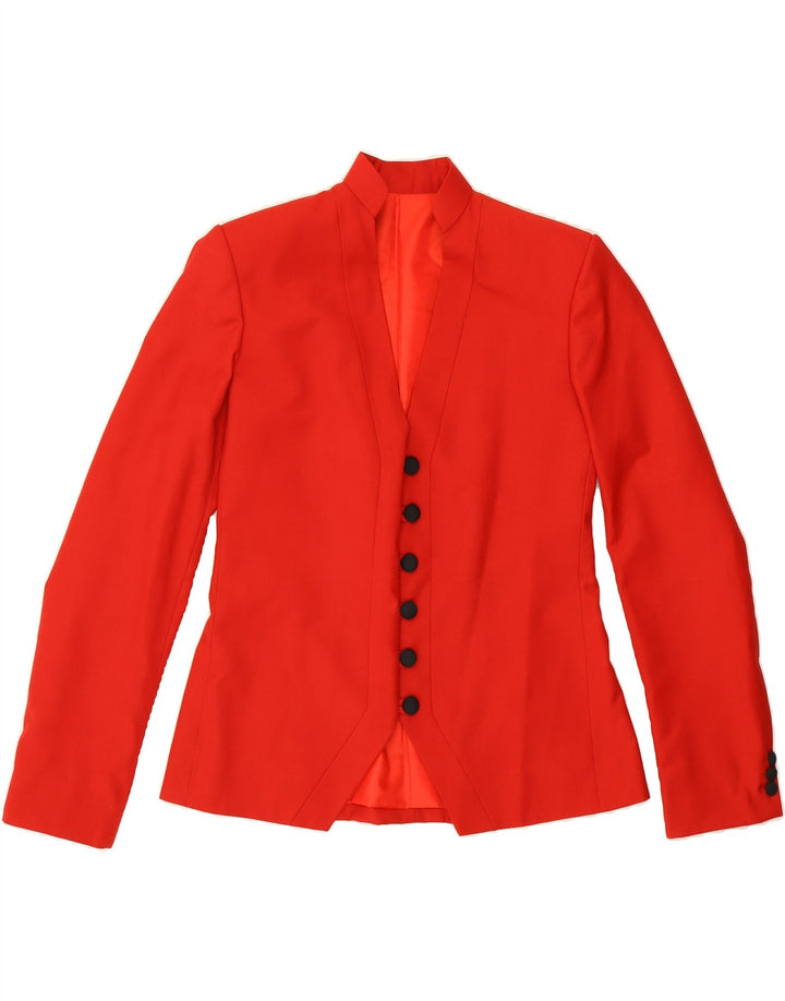 VINTAGE Womens 6 Button Blazer Jacket UK 14 Medium Red Vintage Vintage and Second-Hand Vintage from Messina Hembry 