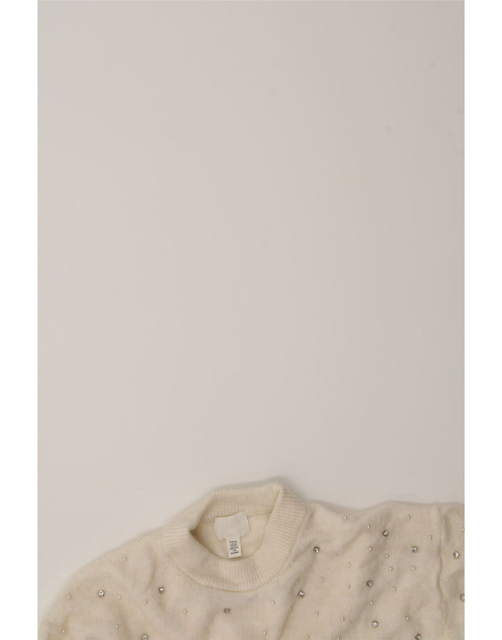 H&M Womens Oversized Turtle Neck Jumper Sweater UK 6 XS White Polyester Vintage H&M and Second-Hand H&M from Messina Hembry 