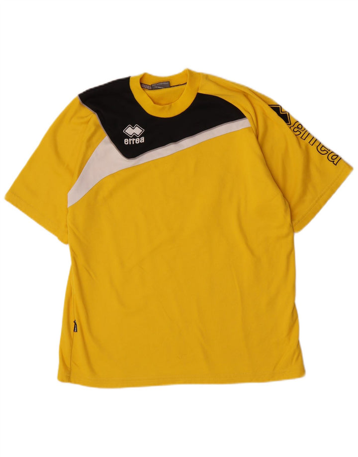 Errea Mens Graphic T-Shirt Top Small Yellow Colourblock Polyester