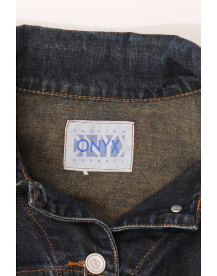 Jaqueta jeans feminina Onyx UK 10 pequena azul marinho