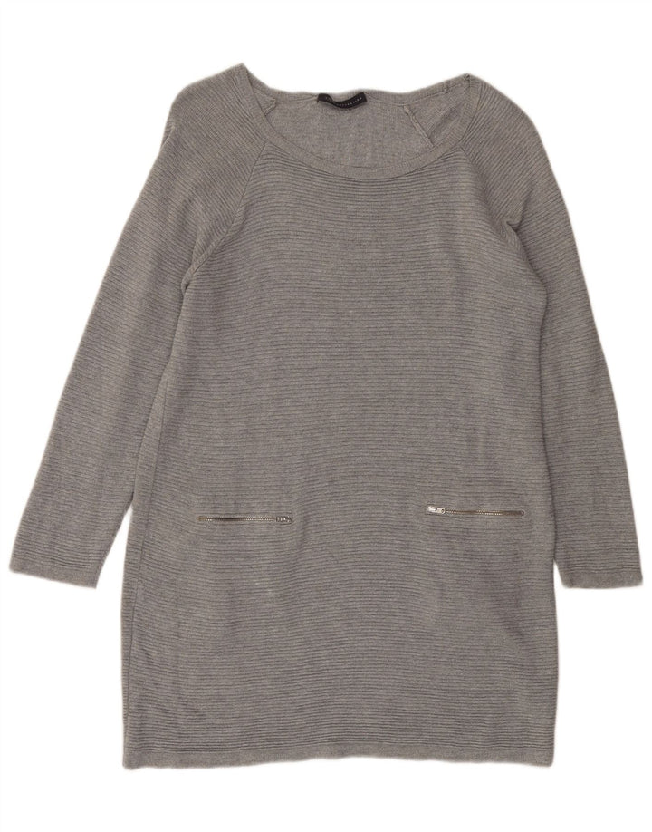 Marks & Spencer Womens Oversized Jumper Dress UK 10 Small Grey Viscose