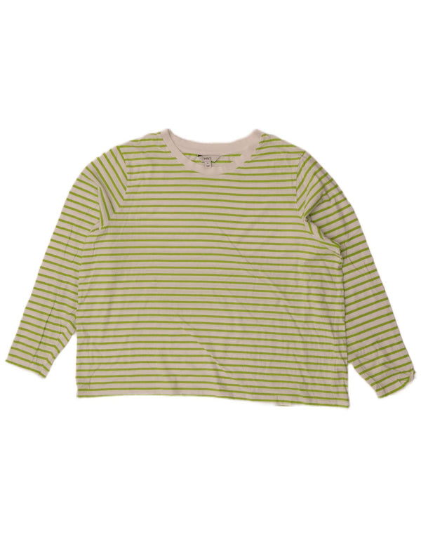 Marks & Spencer Womens Top Long Sleeve UK 20 2XL White Striped Cotton