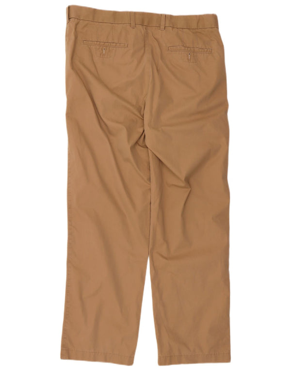 Marks & Spencer Mens Straight Chino Trousers W36 L31 Beige Cotton