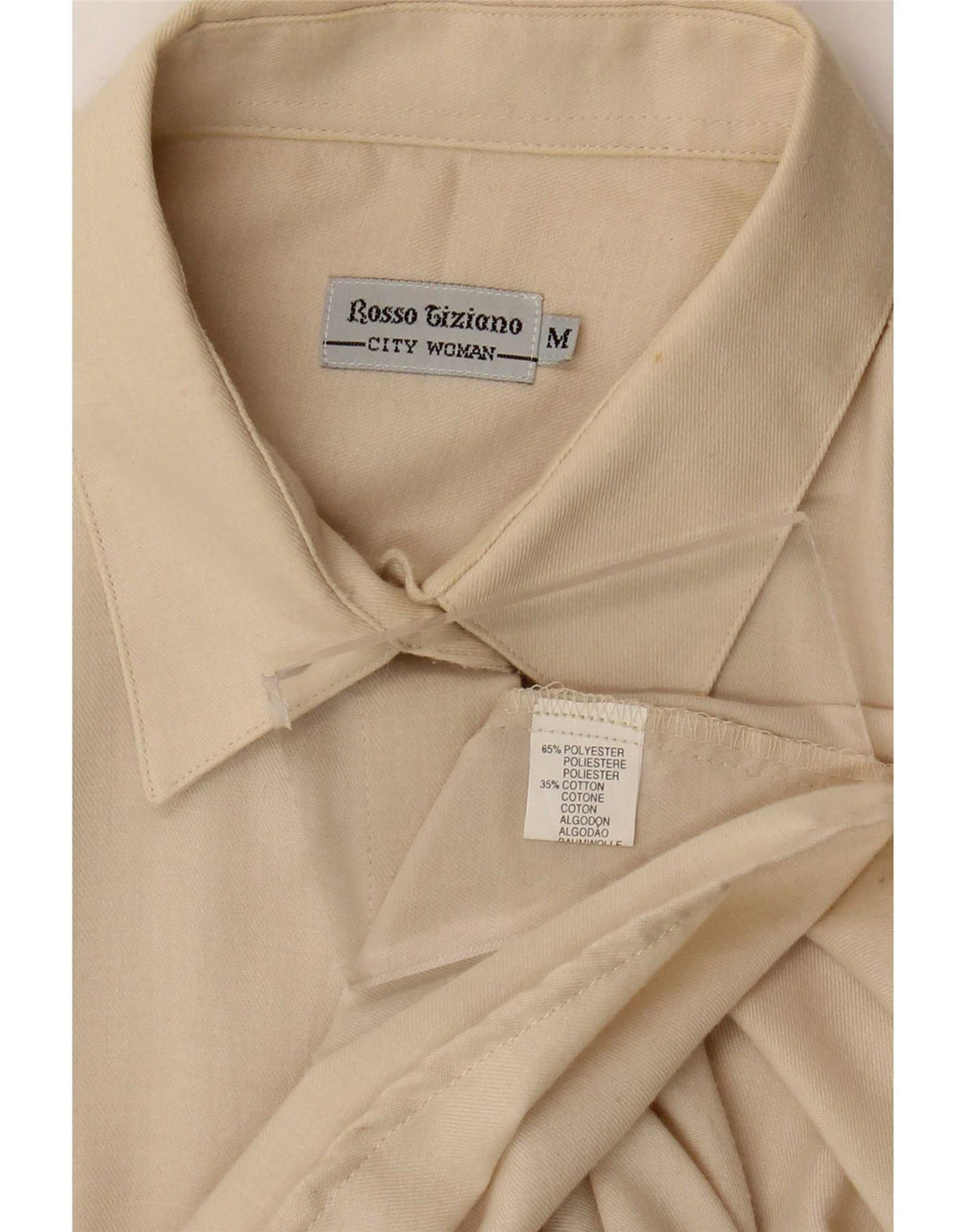 Vintage Womens Shirt UK 14 Medium Off White Polyester