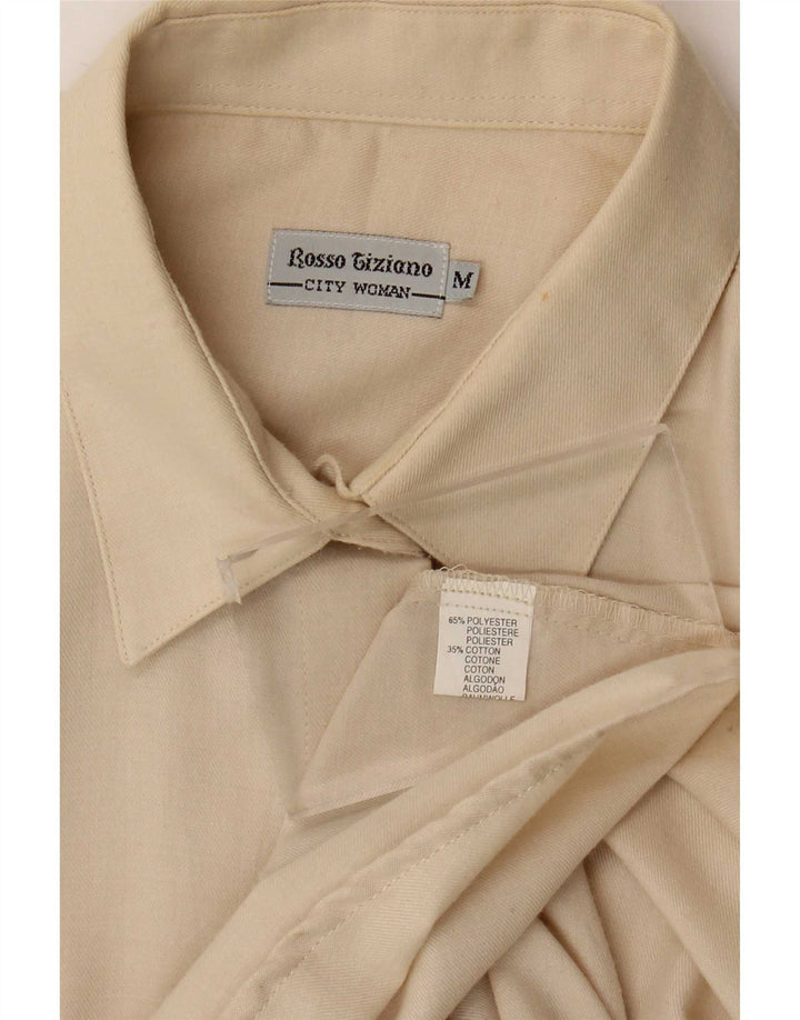 Vintage Womens Shirt UK 14 Medium Off White Polyester