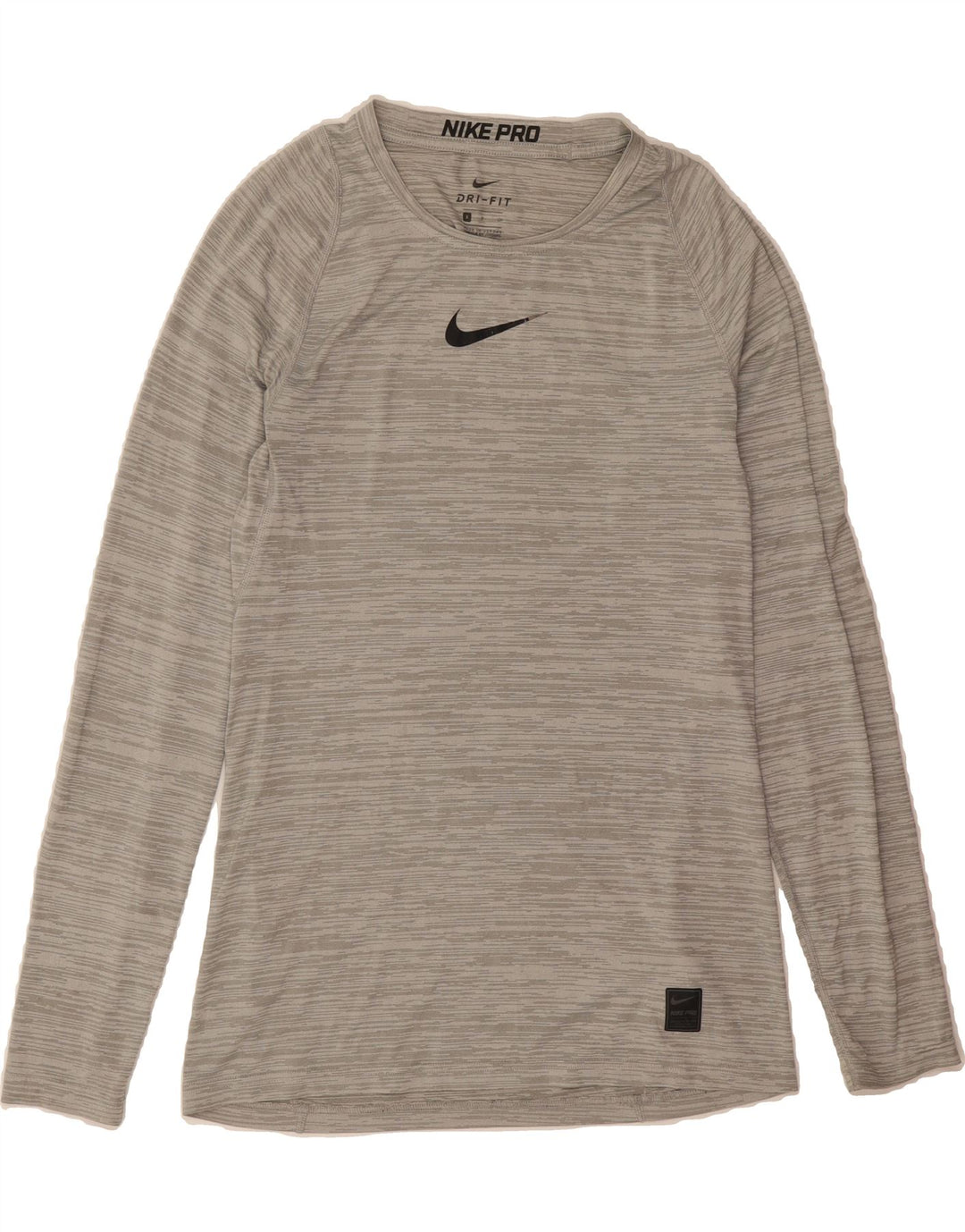 NIKE Mens Dri Fit Top Long Sleeve Small Grey Pinstripe Polyester Vintage Nike and Second-Hand Nike from Messina Hembry 