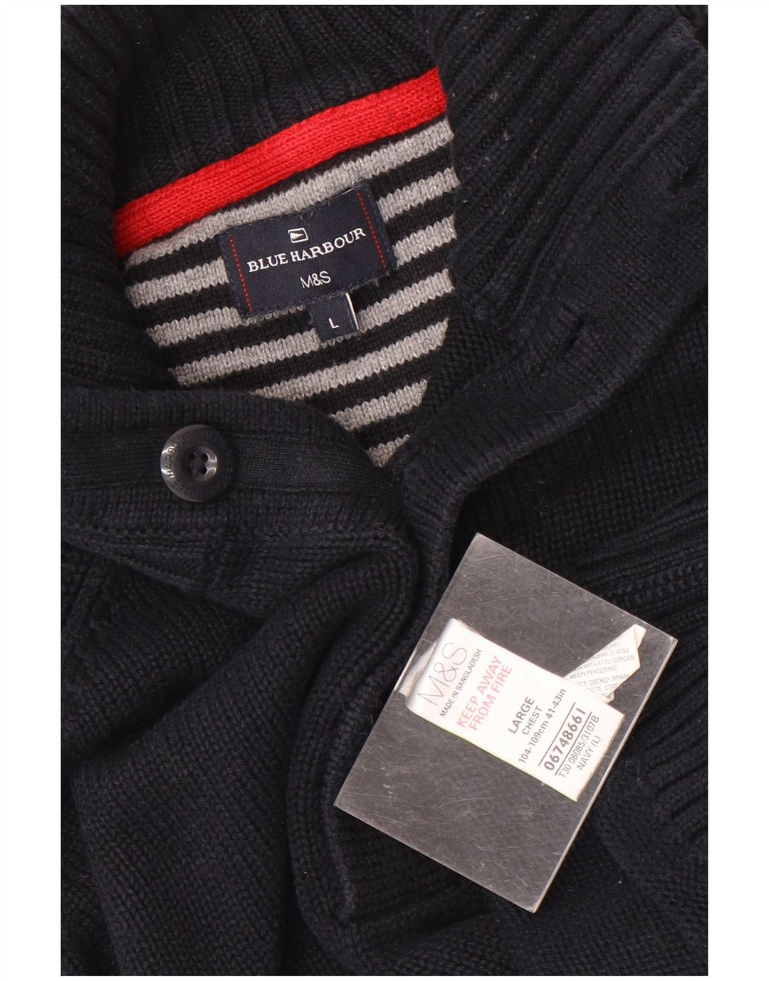 Marks & Spencer Mens Button Neck Jumper Sweater Large Navy Blue