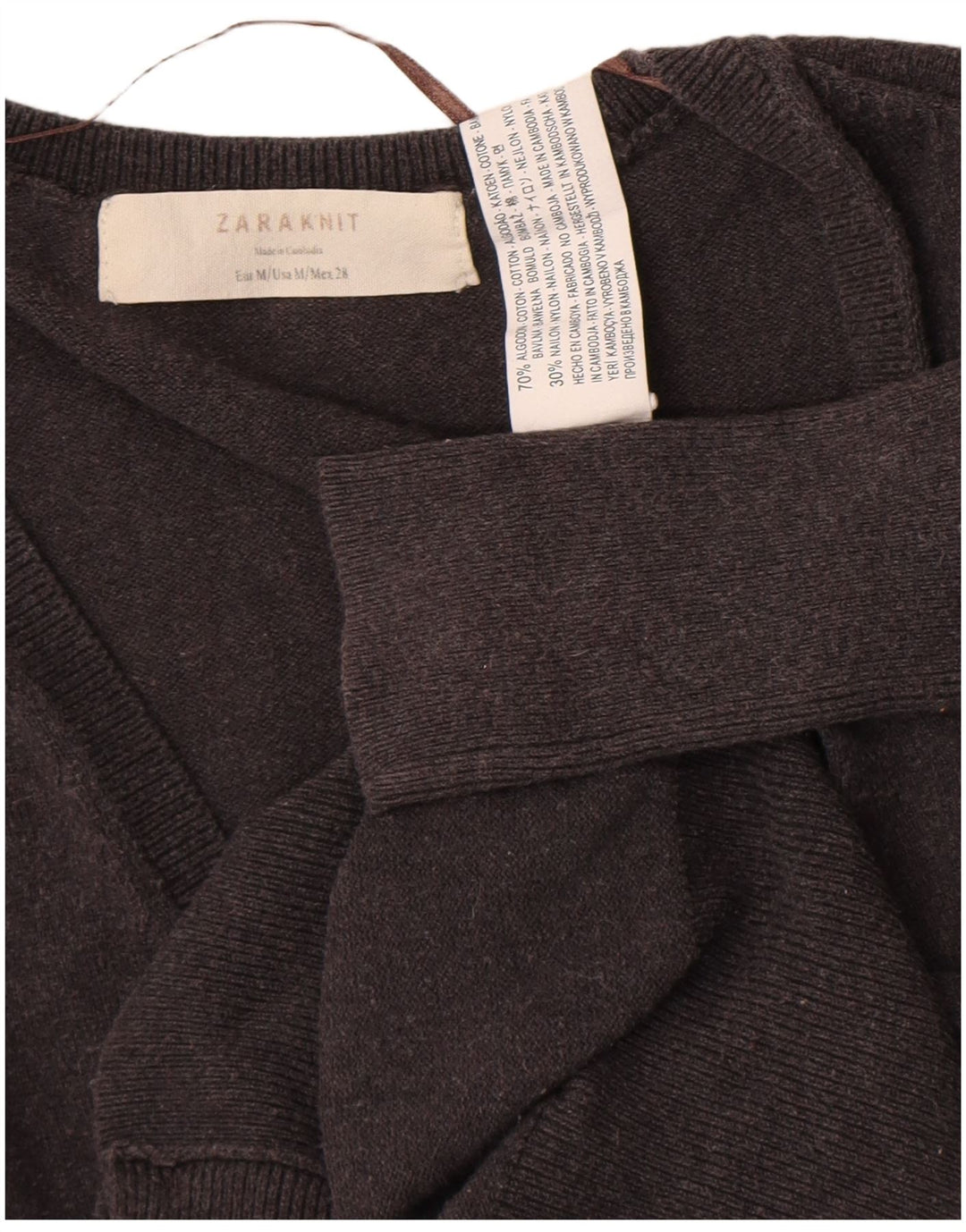 Zara Dame Cardigan Sweater UK 12 Medium Grey Bomuld