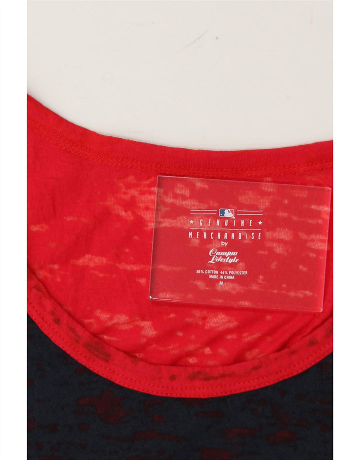 GENUINE MERCHANDISE Womens Graphic Vest Top UK 12 Medium Red Vintage Genuine Merchandise and Second-Hand Genuine Merchandise from Messina Hembry 