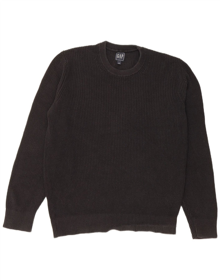 Gap Herre Crew Neck Jumper Sweater Medium Sort Bomuld