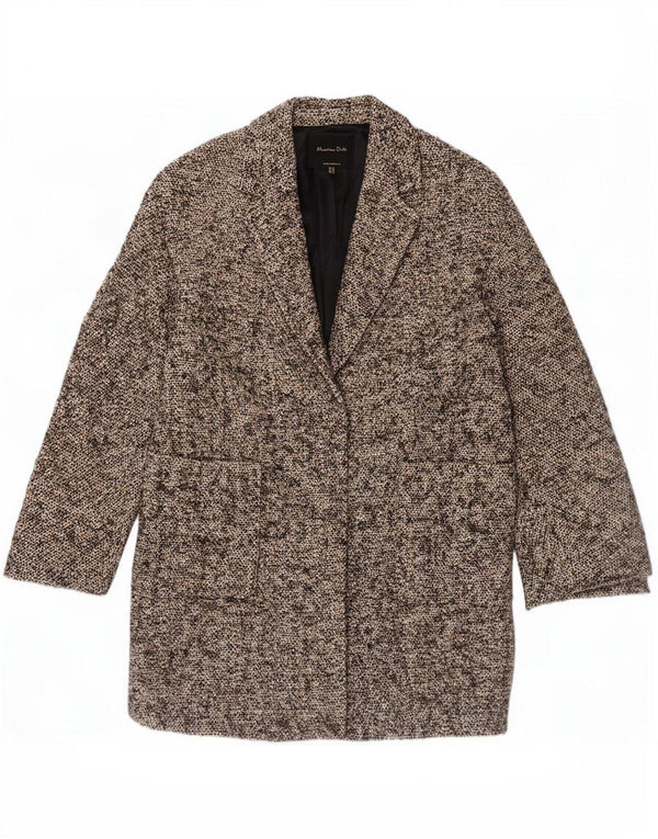 Massimo Dutti Damen-Mantel mit 3/4-Ärmeln, EU 38, klein, braun gefleckt