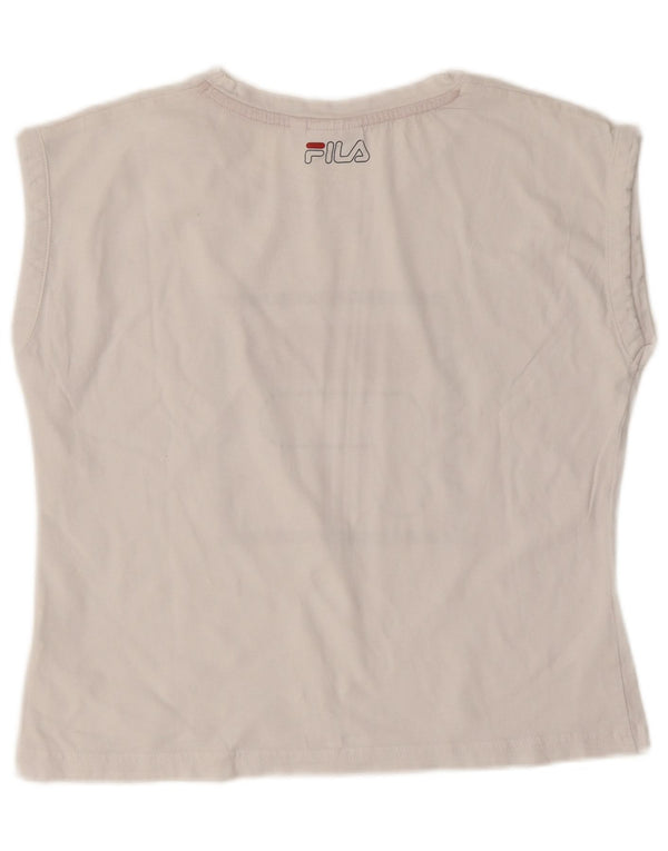 Fila T-shirt graphique pour femme UK 10 Small Blanc
