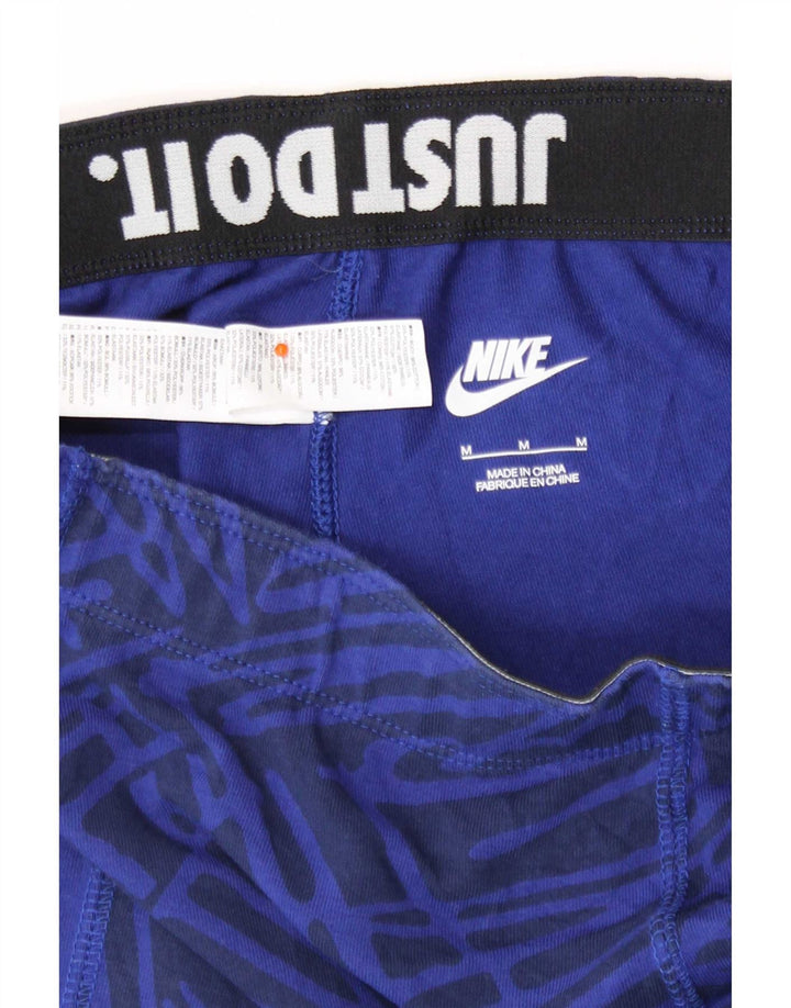 Nike Leggings Femme UK 12 Coton Géométrique Bleu Moyen