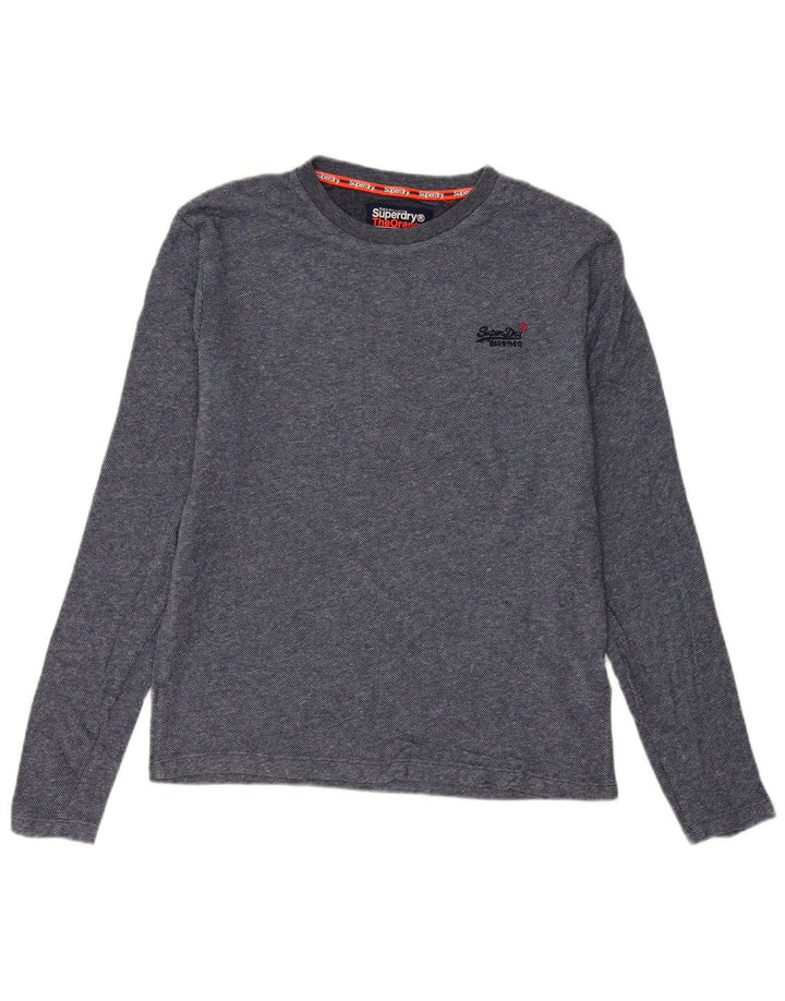 Top da uomo a maniche lunghe Superdry in cotone blu medio